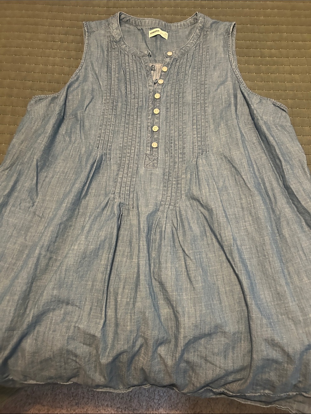 2X Sonoma Summer Dress Lot- Floral, Chambray & Striped - Picture 4 of 6